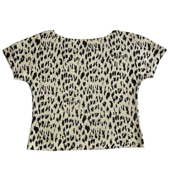 Vintage Early 2000s St. John By Marie Gray Animal Print Sparkly Knit Top - Picture 2 of 4